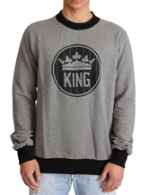 Dolce & Gabbana Gray Crown King Cotton Pullover Sweater -   -  Dolce & Gabbana.